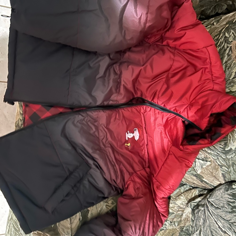 Snoopy reversible puffer jacket puffy peanuts Aeropostale new winter medium M - Picture 3 of 6